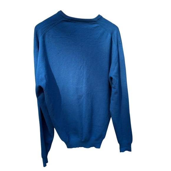 Vintage Pringle Mens Blue V-Neck Sweater Blue 100% Pure Lambswool Classic L - Picture 4 of 10